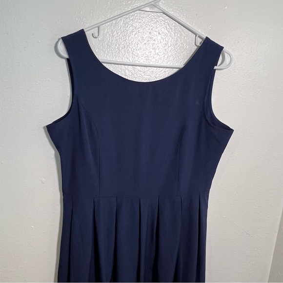 Sleeveless Fit & Flare Dress Navy Blue Pleated XL - Picture 3 of 8